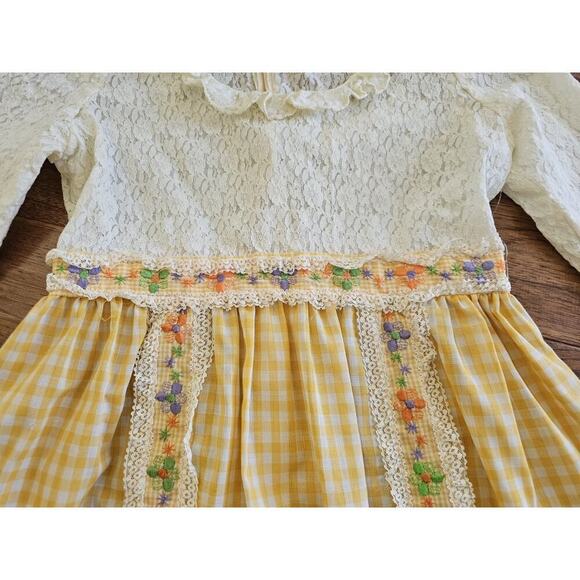Vintage 1970's Floral Lace Praire Dress Boho Cottagecore Peasant Women's M - Picture 7 of 16